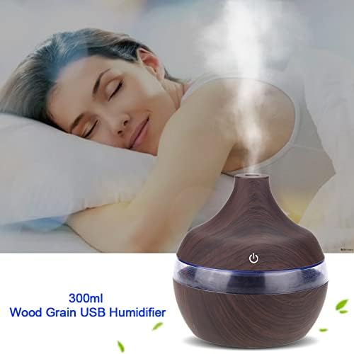 Portable Mini Humidifier for Bedroom, 300ML Ultra Quiet Cool Mist Air Oil Diffuser with 7 Colors Night Light for Baby, USB Charging