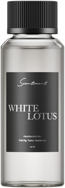 Scentiment White Lotus Diffuser Oil - Premium Hotel Scent with Notes of of Wild Fig, Vetiver, Almond & Sandalwood Home Scent, Hotel Fragrance Oil Diffuser Refill - 4.06 fl oz (120 mL)