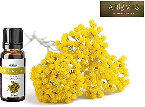 AROMIS Organic Helichrysum Essential Oil -Immortelle- Bulgarian - 100% Pure Therapeutic Grade 10mL (.34 Fl Oz), Undiluted, for Aromatherapy Diffuser