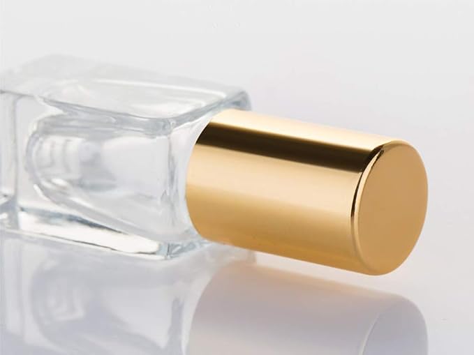 3ml Square Glass Roller Bottle For Essential Oils,Mini Glass Bottles With Stainless Steel Roller Balls,Gold Aluminum Caps Portable Roll-On Vial Aromatherapy Perfume Container-10 Pack