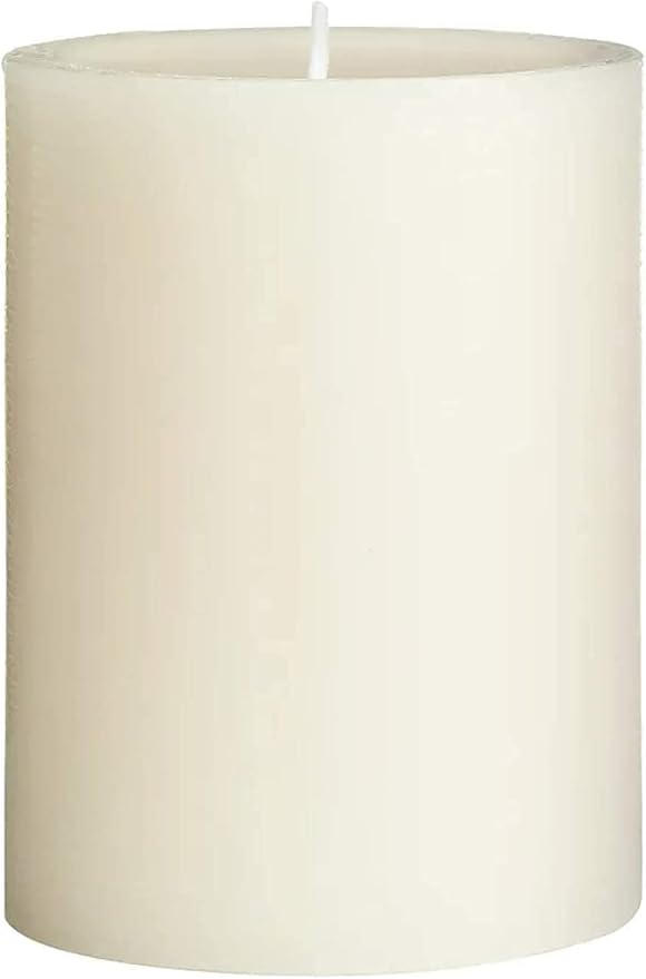 Mister Candle Dripless Unscented Ivory Pillar Candles, Set of 3 Hand Poured Solid Color Non-Scented Candles for Home Decor, Premium Wax, 60 Hr Burn Time - 3x4 Inch, Ivory
