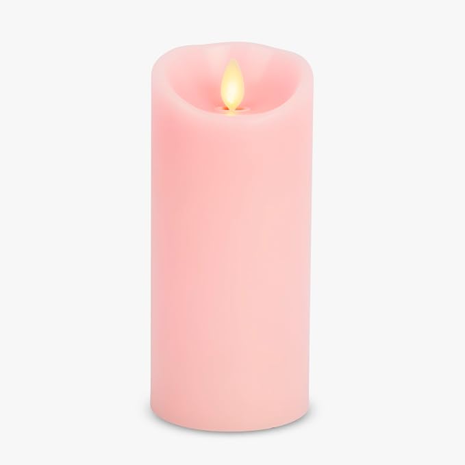 Luminara Flameless LED Battery Operated Flickering Pillar Moving Flame Candles (Saga Rose, 3" x 6.5")