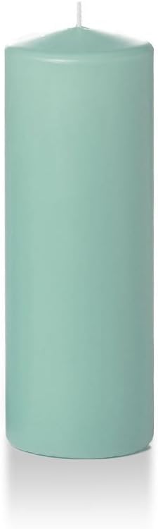 Yummi 3" x 8" Blue Jade Round Pillar Candles - 3 per Pack