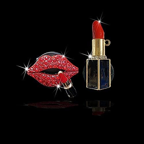 Crystal Lips Vent Clip，Sexy Lips Bling Car Charm Air Vent Clips Rhinestone Car Interior Accessories Diamond Car Decor for Girls & Women（Red）