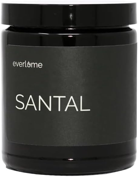 Premium Soy Wax Candle | Highly Scented Black Glass Jar Candles | Long Lasting, Clean Burn | 8 oz | Gifts for Man and Woman | Made in USA (Santal)