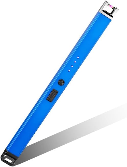 Candle Lighter Electric Arc Lighters for Candle, Long Neck Flameless & Windproof Rechargeable USB, Camping BBQ (Blue)