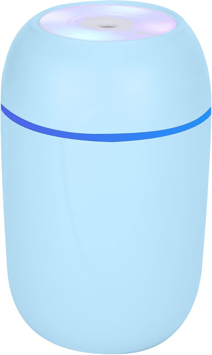 Small Humidifiers For Bedroom, Portable Humidifiers For Travel 300ml Air Humidifier USB Charging Aroma Oil Diffuser Portable Mute Car Air Freshene (Blue)