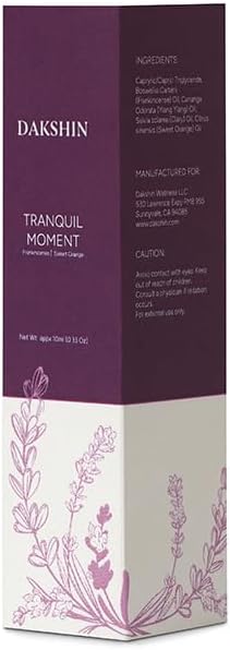 DAKSHIN Tranquil Moment Essential Oil Roll-On | Frankincense, Ylang Ylang, Clary Sage & Sweet Orange | Naturally Grounding Stress-Ease Aromatherapy | Cruelty-Free | 10ml
