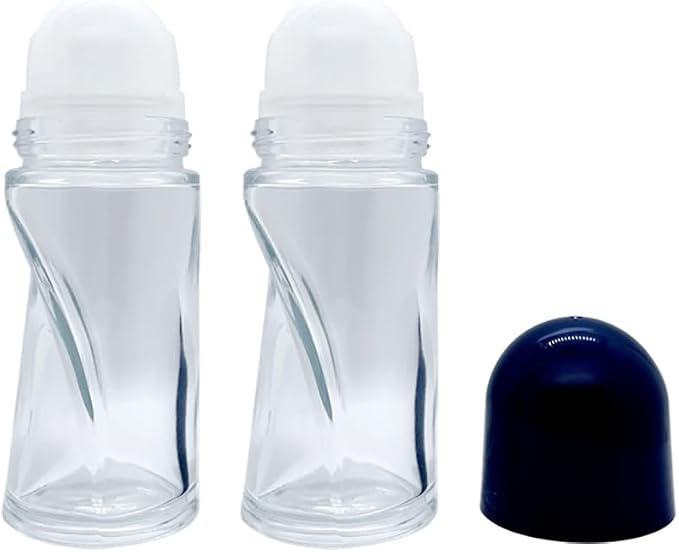 2 Pcs 70ml Clear Glass Oil Roller Bottle Empty Deodorant Bottles Containers Perfume Aromatherapy Roll on Bottles Refillable Cosmetic Aplicator
