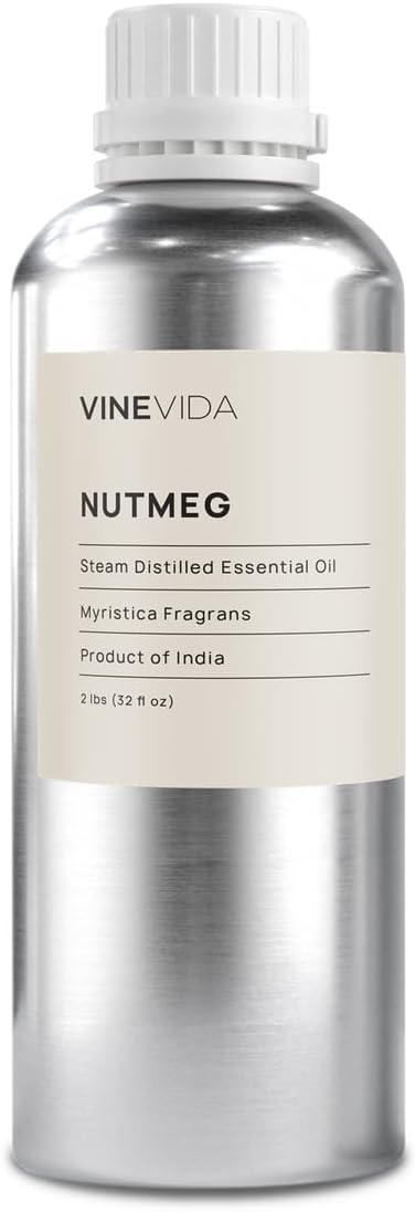 VINEVIDA Nutmeg Essential Oil 32 oz - Undiluted Candle Scent DIY Scents for Candlemaking Bulk Soap Making Safe Skin,32GALV-OBP-NUT-MEG-32