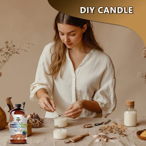 Sandalwood Essential Oil, Sandalwood Oils, for Diffuser, Meditation, Humidifier, DIY Candles, Soap, Yoga, Massage, Gift, Essential Oil, GV77ZF Sandalwood Fragrance Oil - 16 fl oz (480 ml)