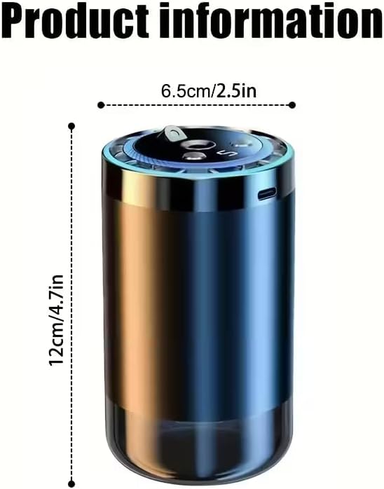 Car USB Aroma Diffuser, Portable Aroma Diffuser, with LED Ambient Light, Easy to Operate, deodorizing Function, Suitable for Cars and Home use, Comes with 3 Bottles of Ocean Essential Oil