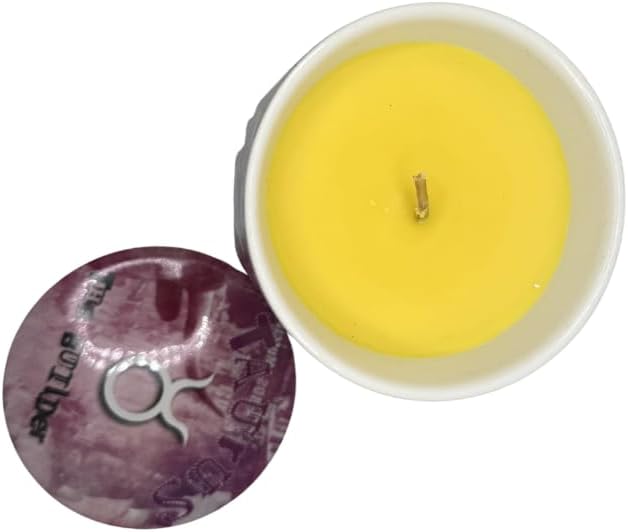 Taurus Zodiac Candle – Jasmine Scented Soy Candle for Self Care & Relaxation – Zodiac Birthday Gift – 80 Hour Burn – Reusable Ceramic Jar