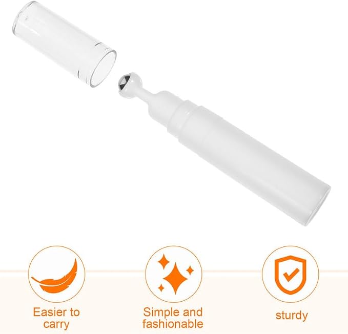 Didiseaon 4pcs Essential Oil Roller Bottle 5 ML White Refillable Perfume Container Travel Size Eye Cream Dispenser Stainless Steel Ball Skin Care Massage Tool Women Daily Morning Kit 3.6 Inches