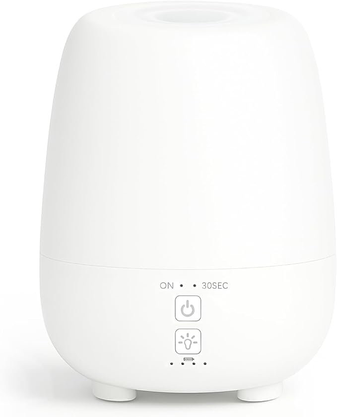 SPLITSKY 150ML Cordless Essential Oil Diffuser, Built-in 6000mAH Rechargeable Battery, 7 Hours Run Time, 7 Colors LED Light, Portable Aromatherapy Diffuser for Home, Outdoor, Travel (White)