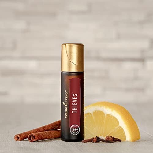Young Living Thieves Roll-On - 10 ml - Pre-Diluted Essential Oil Blend for On-The-Go Application - a Legendary Blend of Essential Oils. Formulated with Clove, Lemon, Cinnamon Bark, Eucalyptus