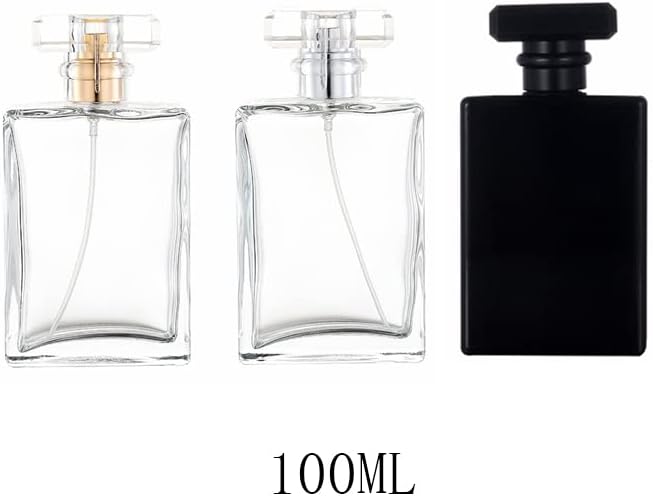 2 Pcs 100ml Glass Spray Bottle,Fine Mist Refillable Perfume Bottle,Perfume Atomizer for Men and Women,Empty Spray Dispenser Containers,Glass Portable Travel Bottle(Black)