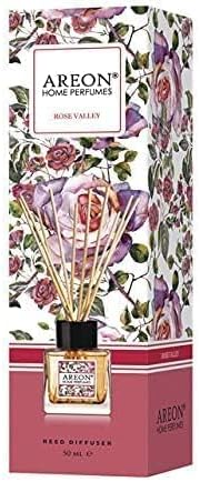 Areon Home Luxury Perfume Reed Diffuser + 10 Rattan Reeds, Rose Valley 50 ml