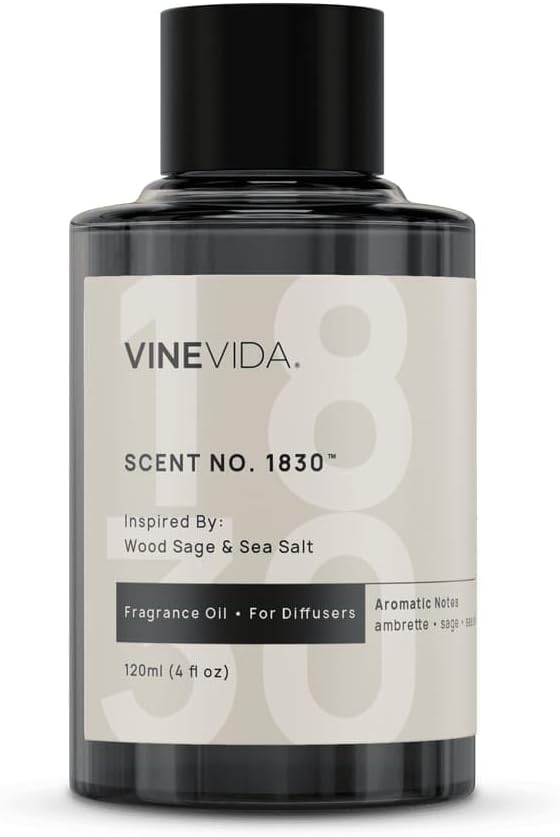 VINEVIDA [4 Oz] Inspired by: Wood Sage & Sea Salt; Diffuser Oil Refill | Premium Scent Diffuser Oil for Home | Non-Toxic Fragrance