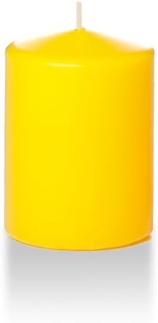 yummi 3" x 4" Bright Yellow Round Pillar Candles - 3 per Pack