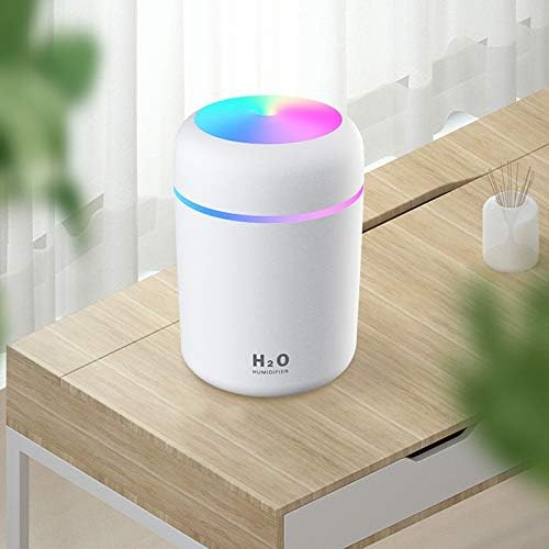 Colorful Cool Mini Humidifier,Essential Oil Diffuser Aroma Essential Oil USB Cool Mist Humidifier,2 Adjustable Mist Modes, Super Quiet,for Car,Office,Bedroom(White)