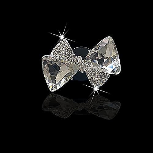 Maxtech Bling Crystal Bow-Knot Vent Clips, Rhinestone Car Diffuser for Air Fresheners, Interior Decor Accessories for Women (Silver)