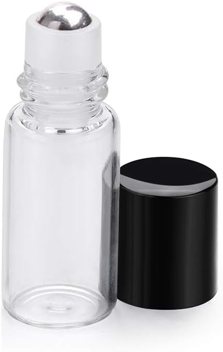 50 Pack 3ml Clear Glass Sample Vials For Essential Oils,Empty Glass Roller Bottle With Stainless Steel Roller Ball 3/4 Dram Glass Vials Perfume Roll On container-funnel,Opener,Dropper Included