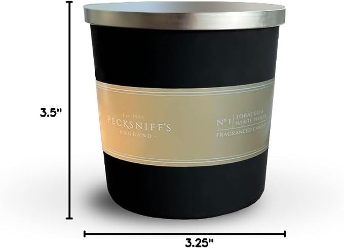 Pecksniffs Black Tobacco & White Wood Scented Candle | 3 Wicks, 283g/9.9oz