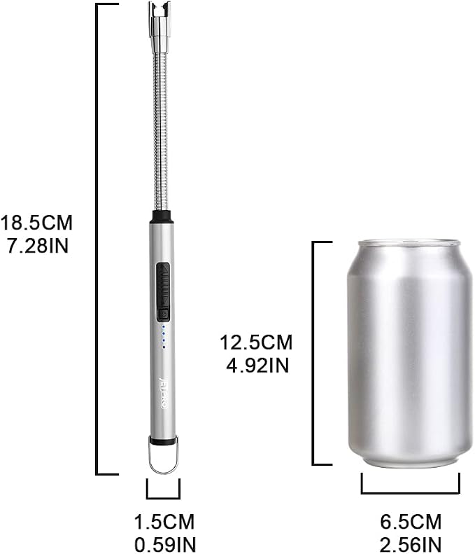 Candle Lighters USB Rechargeable Arc Electric Lighter with 360° Flexible Neck for Candle BBQ Camping (Silver)