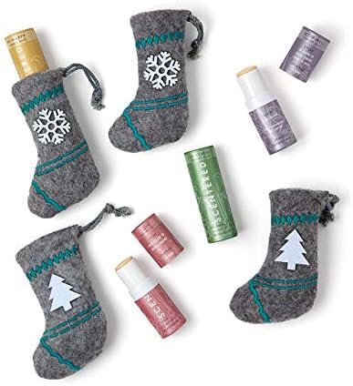 Scentered Aromatherapy Balms Christmas Stocking Gift Set (Set of 4) - Essential Oils Roll On Balms for Sleep, Stress Relief, Emotional Wellbeing & Positivity - Self-Care Stocking Stuffers for Women