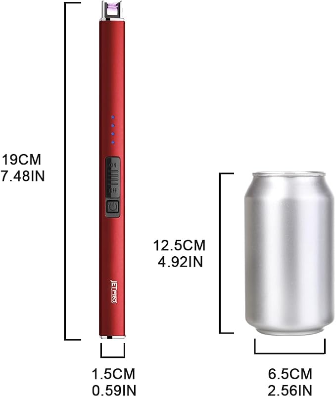 Electric Arc Windproof Lighter Flameless USB Rechargeable Lighter with Safety Lock for Candle BBQ Camping (Red)