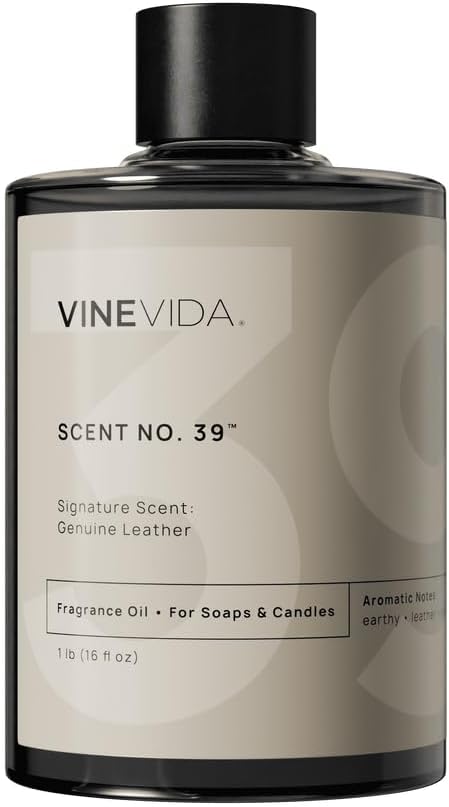 VINEVIDA [16oz] Genuine Leather Fragrance Oil for Soap Making Scents for Candle Making, Perfume Oils, Soy Candles, Masculine Home Scent Diffusers, Car Freshies, Cologne for Men, Massage Oils