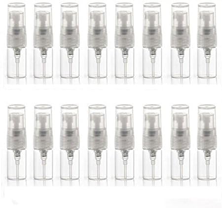 Elfenstall- 10pcs Mini Clear 2ml 5/8 Dram Fine Mist Atomizer Vial Glass Bottle Spray Refillable Perfume Empty Sample Bottle Clean Cloth for Travel Party Free 3ML Dropper