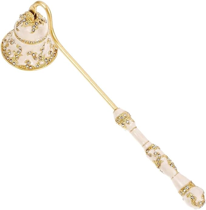 Candle Snuffer Vintage Women Gifts Unique Candle Extinguisher Snuffer with Long Handle Decorative Candle Extinguisher Metal Candle Stopper Candle Accessories Gift (White)