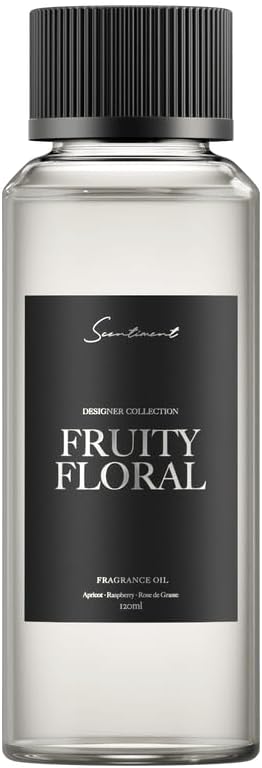 Scentiment Fruity Floral Designer Collection Diffuser Oil – Aromatherapy Home Fragrance Oil, Luxurious Scent with Notes of Apricot, Pear, Jasmine, Raspberry, Rose de Grasse – 4.06 fl oz (120 mL)