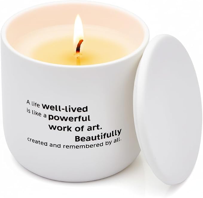 Sympathy Candle for Loss of Loved One - A Life Well-Lived Memorial Gift - Rose Amber Musk - 40H Soy Wax Celebration of Life Remembrance, Bereavement & Condolence Keepsake