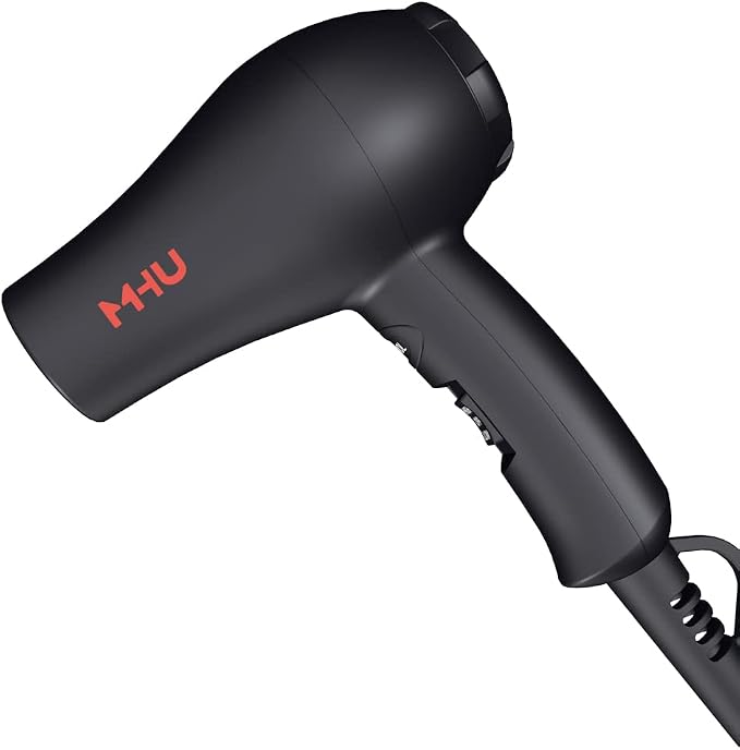 Travel Mini Hair Dryer Ceramic Ionic 1000 Watts Blow Dryer for RV Lightweight 2 Speed Settings with a Concentrator, Black