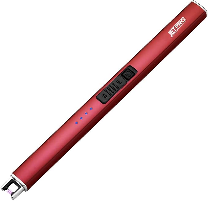 Electric Arc Windproof Lighter Flameless USB Rechargeable Lighter with Safety Lock for Candle BBQ Camping (Red)