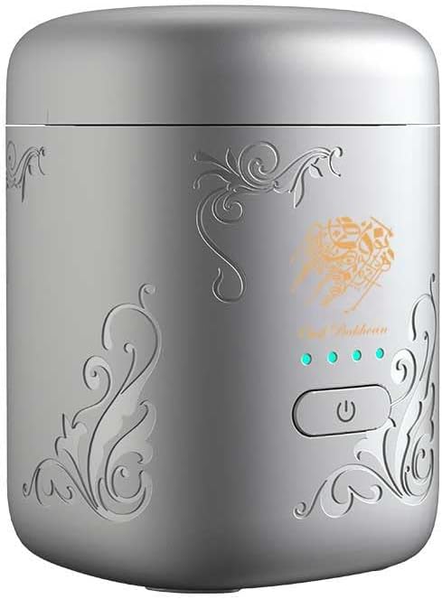Mini Portable USB Smart Incense Burner, Rechargeable Arabic Oud Burner, Electronic Bukhoor Diffuser with LED Battery Indicator, Compact Aroma Diffuser for Home, Office, Car (White)