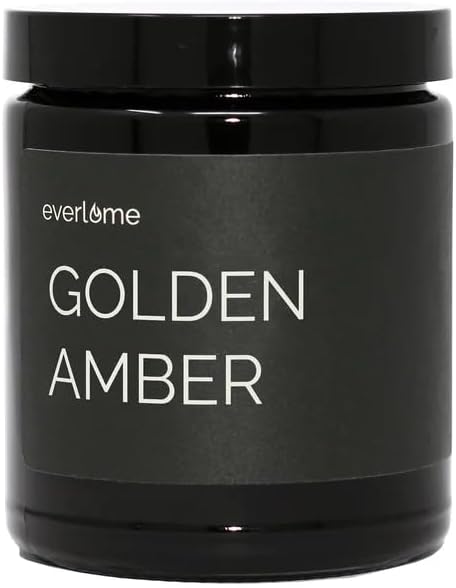 Premium Soy Wax Candle | Highly Scented Black Glass Jar Candles | Long Lasting, Clean Burn | 8 oz | Gifts for Man and Woman | Made in USA (Golden Amber)
