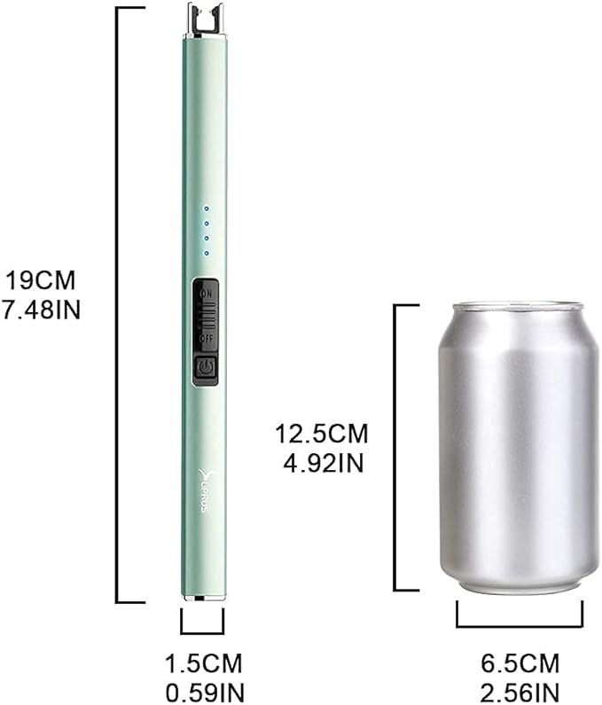 SUPRUS Electric Lighter Arc Windproof Flameless USB Rechargeable Lighter with Safety Lock for Candle BBQ Camping (Green)