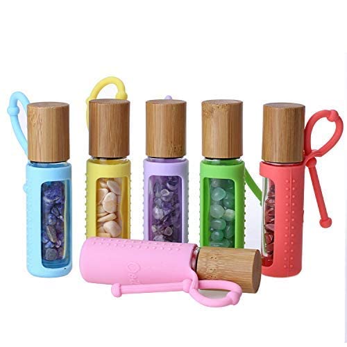 6pcs 5ml 10ml 15ml Silicone Roller Bottle Holder Sleeve,Essential Oil Carrying Case Colorful Travel Protective Cover with Hanging Rope Essential Oil Holder Accessories (10ml(1/3oz))