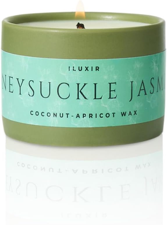Honeysuckle Jasmine, 5 Oz Floral Scented Candle with Premium Coconut Apricot Wax with Lemon,Violet & Wood Notes,Aromatherapy Candle for Living Room, Self-Care & Relaxation, Perfect Luxury Gift