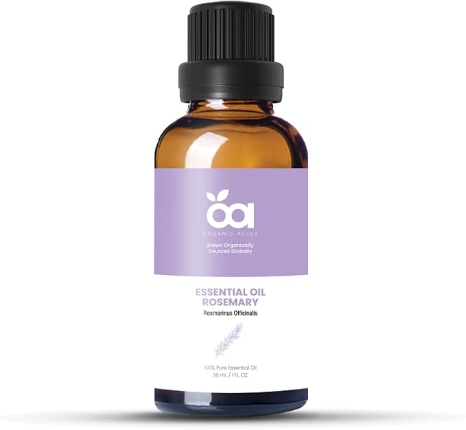 Rosemary Essential Oil by Organic Alley | 100% Pure Rosmarinus Officinalis Oil, Therapeutic Grade | Aromatherapy Essential Oil for Clarity & Focus (1 Fl Oz)