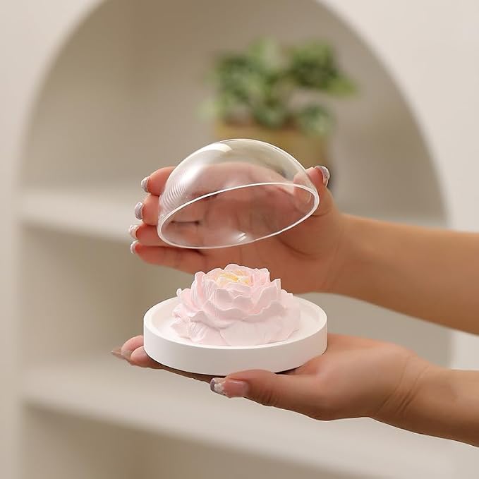 Essential Oil Passive Flower Diffuser -Non-Electric Peony Flower Porcelain Aromatherapy Diffusers for Small Mini Room, Desk Decorative, Bathroom (Pink, Peony)