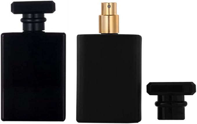 2 Pcs 100ml Glass Spray Bottle,Fine Mist Refillable Perfume Bottle,Perfume Atomizer for Men and Women,Empty Spray Dispenser Containers,Glass Portable Travel Bottle(Black)