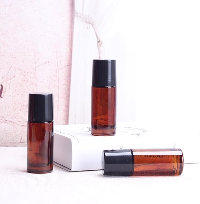 2Pcs Brown 30ml Glass Essential Oil Roller Bottles Refillable Roll on Bottles Empty Deodorant Bottle Containers Rollerball Beauty and Personal Care Tools for Fragrance Cosmetics
