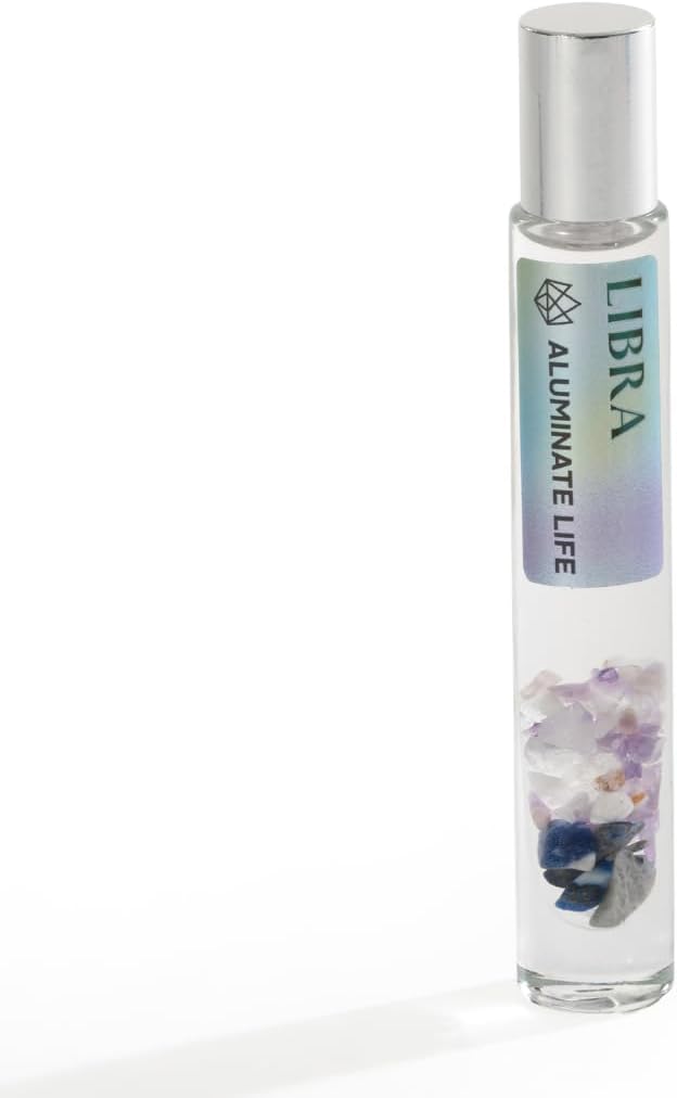 Libra Zodiac Crystal-Infused Essential Oil Rollerball, Aromatherapy Blend - Harmony & Calm, Premium Astrology Sign Birthday Gift, Natural Therapeutic Roller, 10 mL