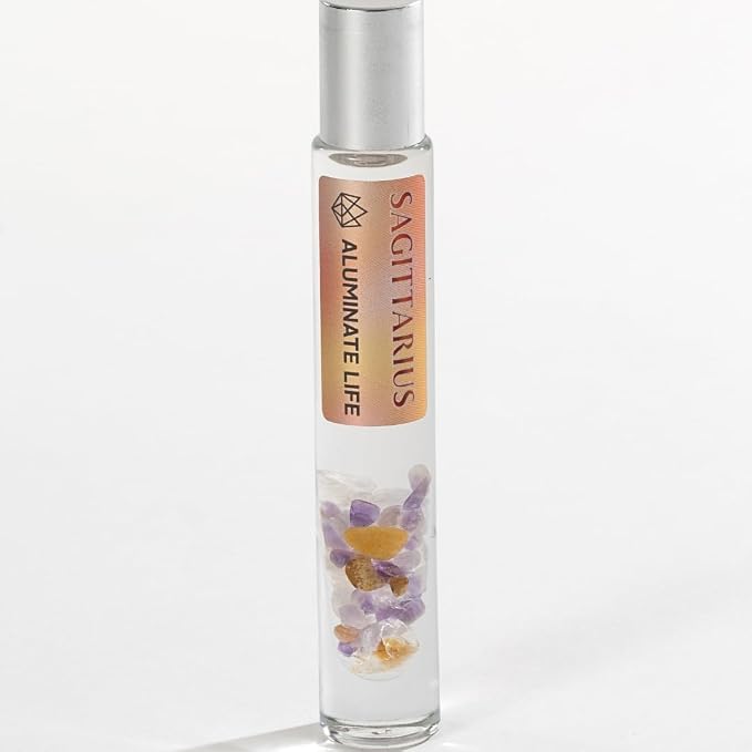 Sagittarius Zodiac Crystal-Infused Essential Oil Rollerball, Aromatherapy Blend - Inspiration & Focus, Premium Astrology Sign Birthday Gift, Natural Therapeutic Roller, 10 mL