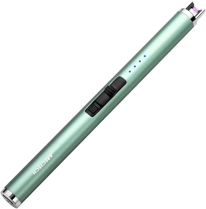 ARECTECH Rechargeable Electric Candle Lighter, Arc Plasma Windproof Lighter for Candle Kitchen Birthday, Christmas Stocking Stuffers Gifts for Mom Men Wife with Type-C Cable, Green